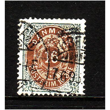 DENMARK 1875 16 ORE BROWN AND GREY SG84 FINE USED