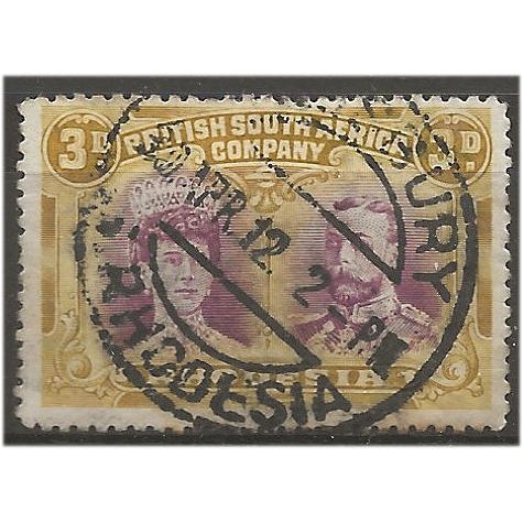 Rhodesia 1909 SG134 3d Purple & Ochre Fine Used . ..