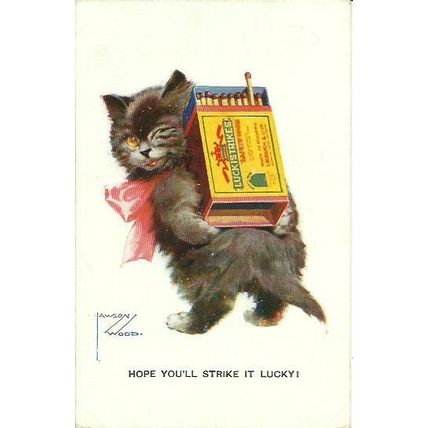 Art LAWSON WOOD "Hope You'll Strike It Lucky" Postcard (Valentine 1101)