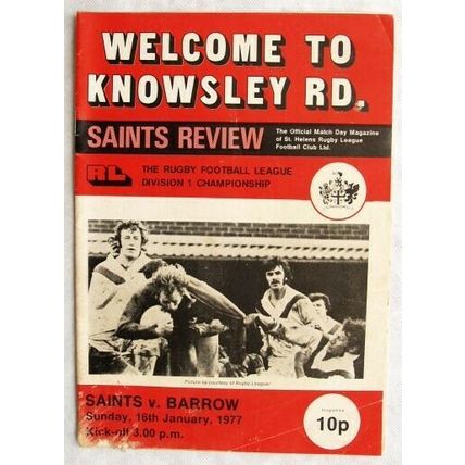 1977 programme St. Helens v. Barrow
