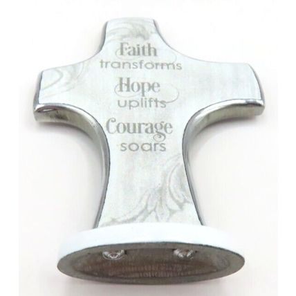 Faith Transforms Hope Uplift Metal Freestanding White 8 CM Christ Love