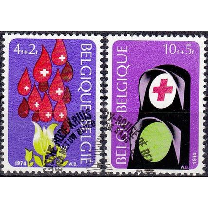 Belgique 1974 Michel 1757 - 1758 O Cote (2008) 1.40 € Croix-Rouge Cachet rond