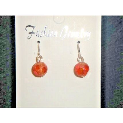 Child or petite adult orange golf ball textured 925 silver earrings