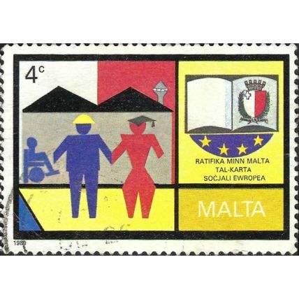 MALTA, Membership European Social Chapter , yellow 1989, 4c