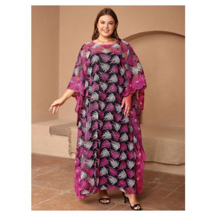 Plus Size clothing lace embroidered long dress African women's two-piece set