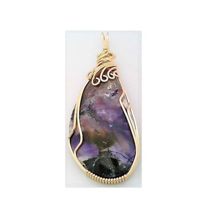 Tiffany Stone Jasper Gold Wire Wrap Gemstone Pendant 63