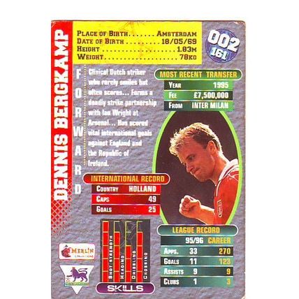 Merlin Premier Gold English Premier League 1996/97 Dennis Bergkamp