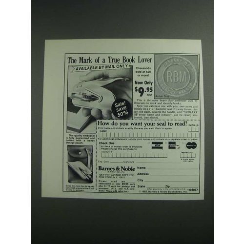 1984 Barnes & Noble Embosser Ad - True Book Lover