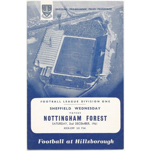 1961-62 SHEFFIELD WEDNESDAY v NOTTINGHAM FOREST (Good - No Writing)