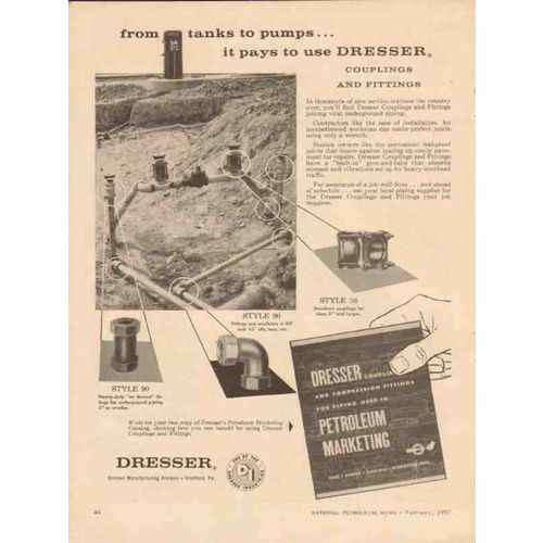 DRESSER INDUSTRIES 1957 tanks pumps pipe couplings fittings vintage ad