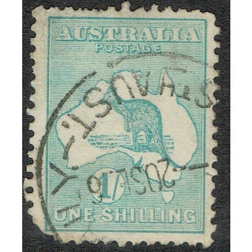 Australia 1915 Kangaroo 1/- Blue Green wmk W6 SG40 GU