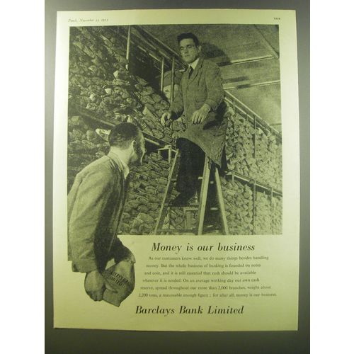 1955 Barclays Bank Advertisement - Money is our business