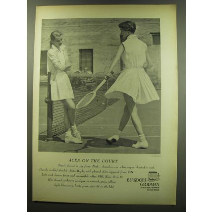 1949 Bergdorf Goodman Tennis Dresses Ad - photo by Sharland