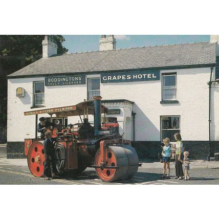 Fulwood Tractor At Grapes Hotel Pub Wrea Green Lancashire Postcard