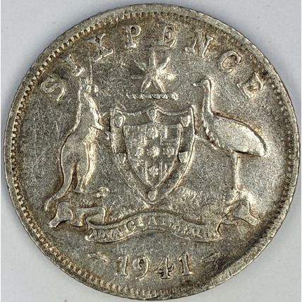 AUSTRALIA 1941 Sixpence 92.5% Silver (C - D)