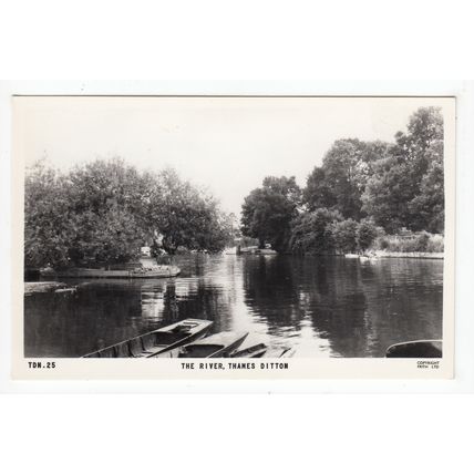 The River Thames Ditton Postcard RP Surrey
