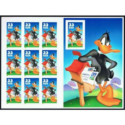 Daffy Duck Full Sheet of Ten 33 Cent Postage Stamps Scott 3306