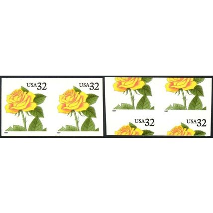 3054a, 32¢ ROSE IMPERFORATE & MISCUT PAIR ERRORS - RARE - Stuart Katz