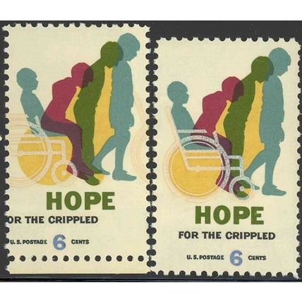 1385, 6¢ HOPE STAMP WITH LARGE COLOR SHIFT ERROR