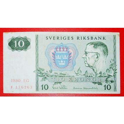 AURORA: SWEDEN ★10 CROWNS 1980! Gustaf VI Adolf (1950-1973)★LOW START★NO RESERVE