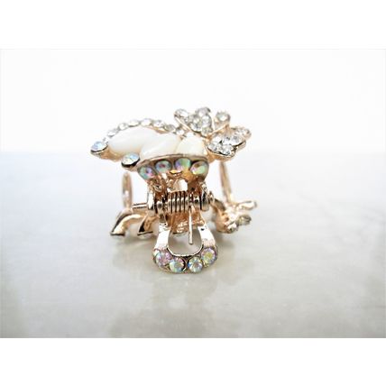 Small pearl and crystal butterfly gold hair claw clip bridal clip bridal