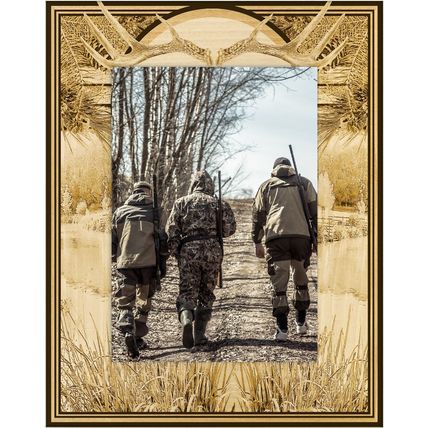 Big Buck Hunting Laser Engraved Wood Picture Frame Portrait (4 x 6)