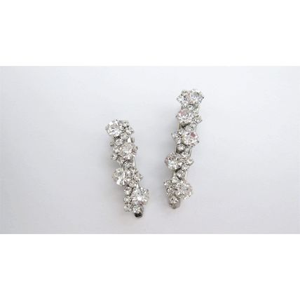 Small silver metal and clear crystal alligator hair claw clip for thin fine hair