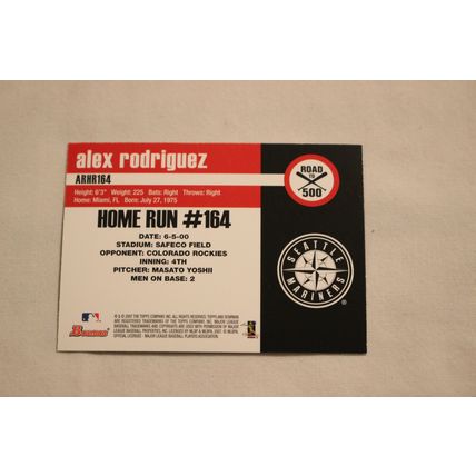Alex Rodriguez 2007 Bowman ROAD TO 500 ARHR164 #164