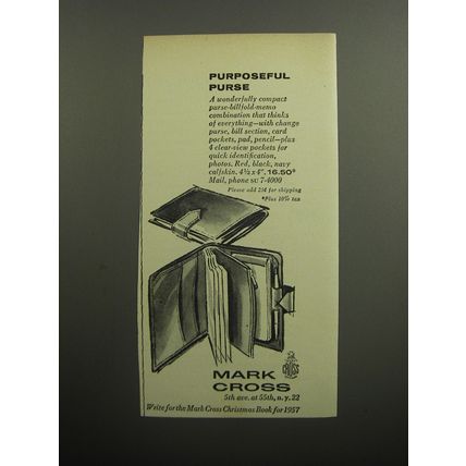 1957 Mark Cross Purse Ad - Purposeful Purse
