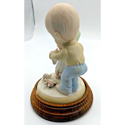 VTG Bisque Girl & Boy Figurines - Little Girl's Dolly head broke - Boy Comforts