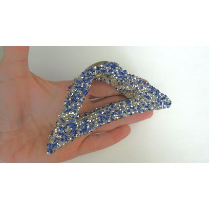 Large triangle transparent blue crystal acrylic hair claw clip