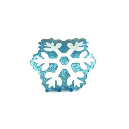 Medium/small blue and white glitter snowflake hair claw clip