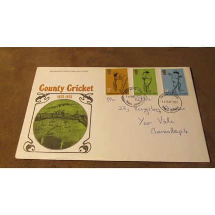1973 GB FDC Cover - County Cricket centenary - Truro frank