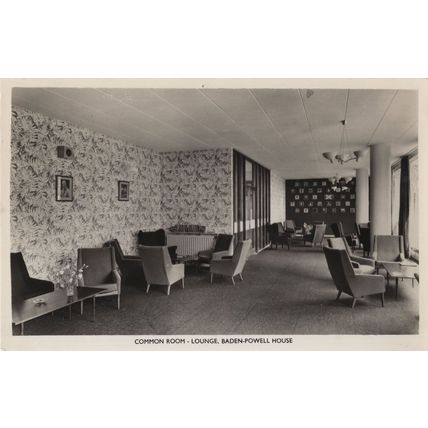 Boy Scouts Common Room at Baden Powell House London Old Real Photo Postcard