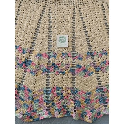 VINTAGE CREAM AND PASTEL CROCHETED APRON