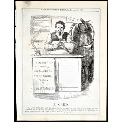 A CARD 1856 Charles-Louis Napoléon Bonaparte PUNCH CARTOON PAGE