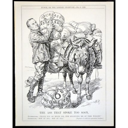 ASS THAT SPOKE TOO SOON 1923 John Bernard Partridge PUNCH CARTOON PAGE