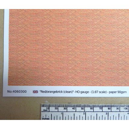 Papier "Brique rouge/orange (propre) " - pour HO gauge-échelle 1:87-A4