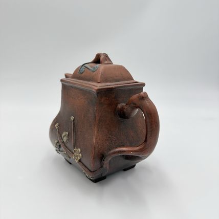 Antique Yixing Zisha Clay Teapot pottery terracota bamboo cherry blossom Design