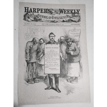 "The Ides of March" by Thomas Nast. Harper's Weekly, March 20, 1880. Original.