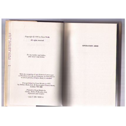 Operation Ares, by Gene Wolfe 1st UK HC Dobson 1970 Exlibrary