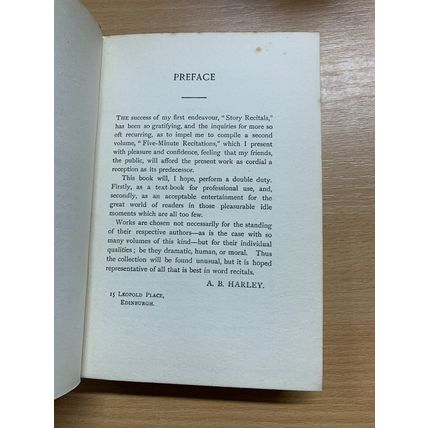 1920 "FIVE MINUTE RECITATIONS IN POEMS & PROSE" ANTIQUE HARDBACK BOOK (P3)