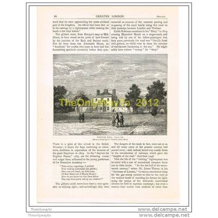 WHITTON PARK, RICHMOND? c1800, BOOK ILLUSTRATION (PRINT), GREATER LONDON, c1883
