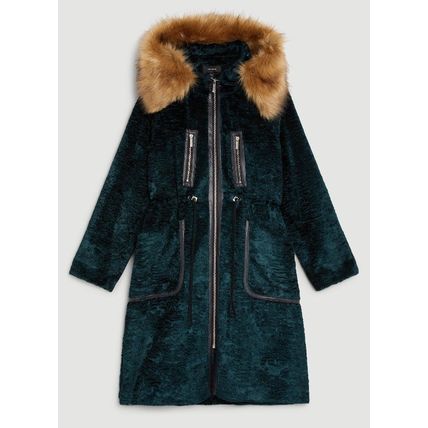 KAREN MILLEN Signature Ponyskin Hooded Parka Coat NEW (RARE & COLLECTABLE)
