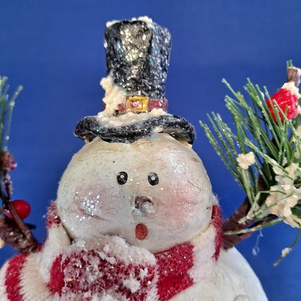 SNOWMAN Christmas STOCKING HOLDER Mantel Hanger Hook Resin Cast Iron Snow