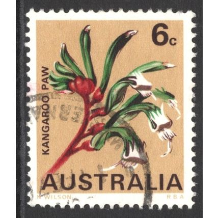 AUSTRALIA 1968: STATE FLORAL EMBLEMS - 6c KANGAROO PAW, WA USED (G2)