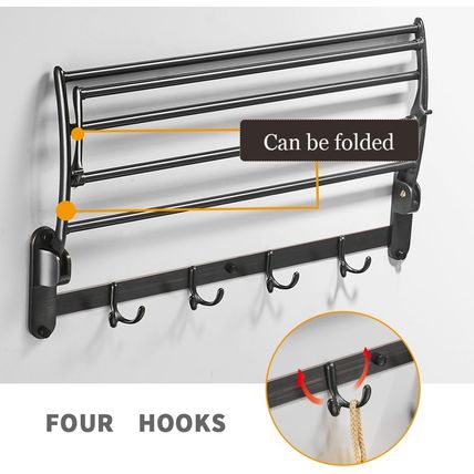 Besy 24 Inch Oil Rubbed Bronze Towel Racks, Bathroom Towel Shelf with Foldable T