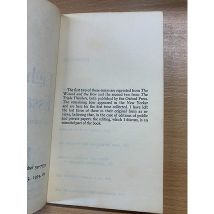1954 "EIGHT ESSAYS" EDMUND WILSON USA VINTAGE PAPERBACK BOOK (P2)