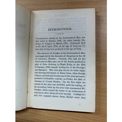 1886 OLIVER GOLDSMITH SHE STOOPS TO CONQUER / THE GOOD NATURED MAN HB BOOK (P2)
