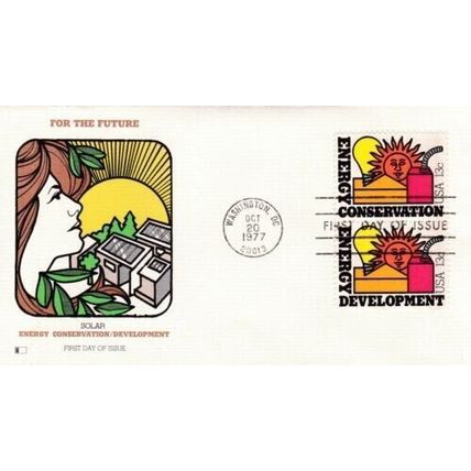 United States 1977 Solar Energy FDC Washington DC Cancel unaddressed VGC